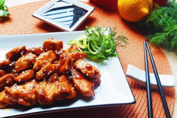 Запеченная курица с шампиньонами